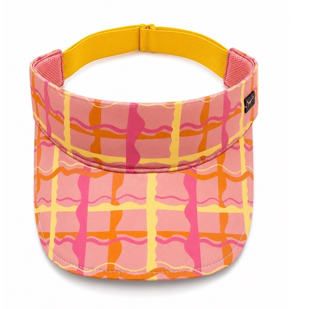 Puma x Dani Dazey Visor Pink Fruit Rose Retro Wavy Grid Adjustable golf Hat NEW